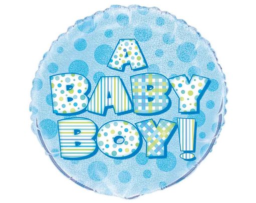 18in A BABY BOY PRISM ROUND FOIL BALLOON