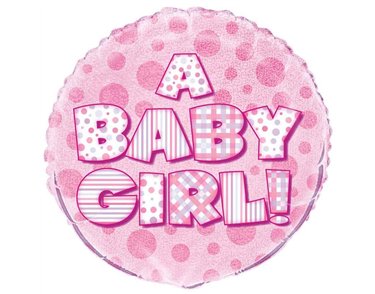 18in A BABY GIRL PRISM ROUND FOIL BALLOON