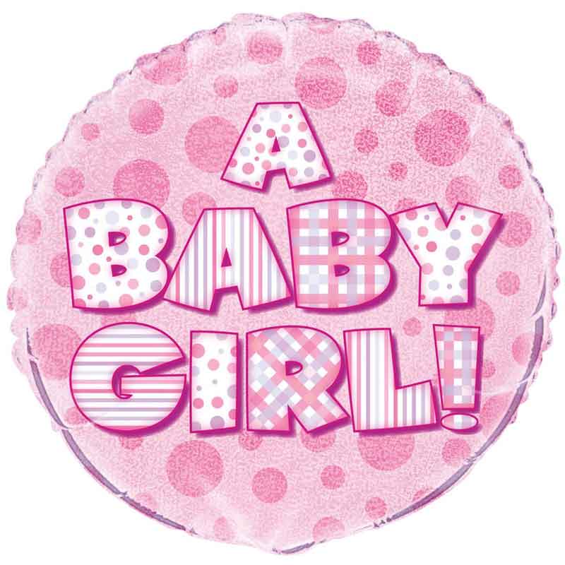 18in A BABY GIRL PRISM ROUND FOIL BALLOON