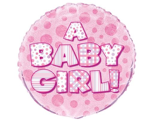 18in A BABY GIRL PRISM ROUND FOIL BALLOON