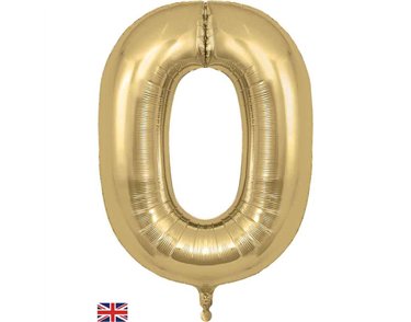 34in NUMBER 0 GOLD SILK JUMBO FOIL BALLOON