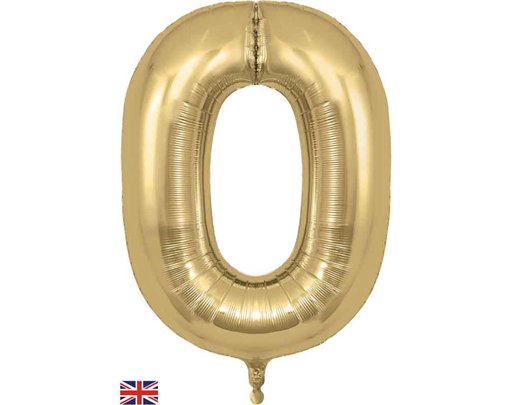 34in NUMBER 0 GOLD SILK JUMBO FOIL BALLOON