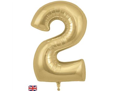 34in NUMBER 2 GOLD SILK JUMBO FOIL BALLOON