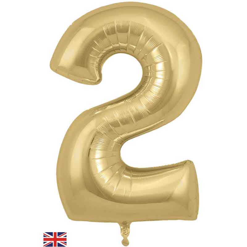 34in NUMBER 2 GOLD SILK JUMBO FOIL BALLOON