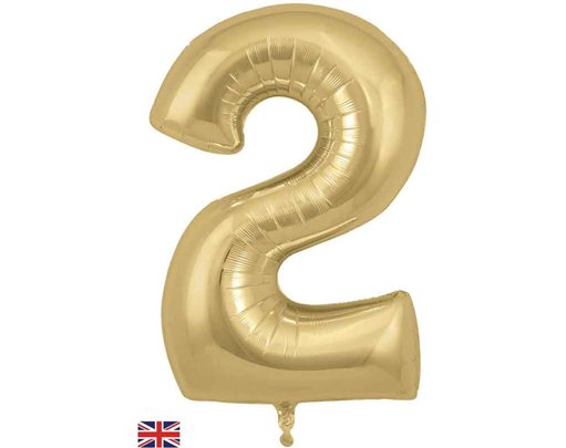 34in NUMBER 2 GOLD SILK JUMBO FOIL BALLOON