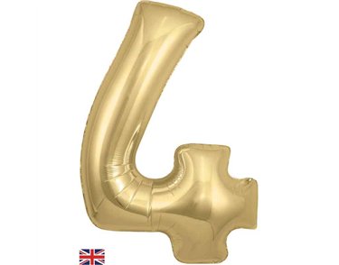 34in NUMBER 4 GOLD SILK JUMBO FOIL BALLOON