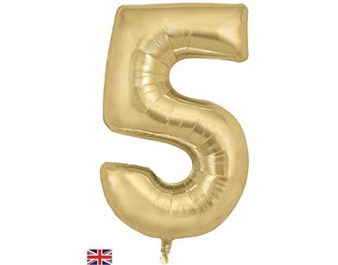34in NUMBER 5 GOLD SILK JUMBO FOIL BALLOON
