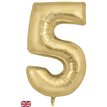 34in NUMBER 5 GOLD SILK JUMBO FOIL BALLOON