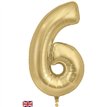 34in NUMBER 6 GOLD SILK JUMBO FOIL BALLOON