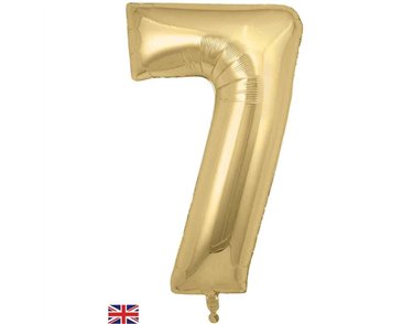 34in NUMBER 7 GOLD SILK JUMBO FOIL BALLOON