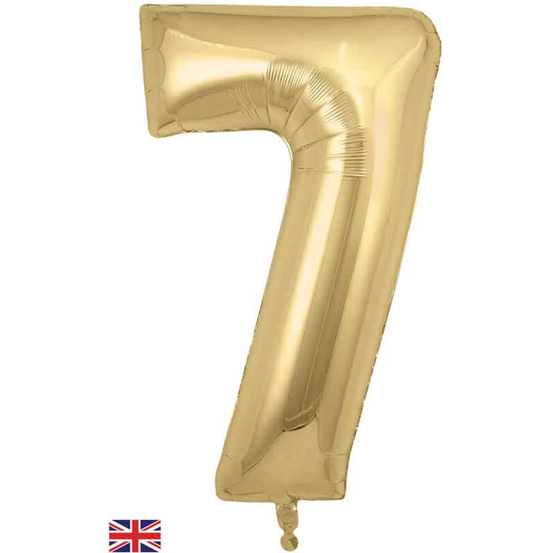 34in NUMBER 7 GOLD SILK JUMBO FOIL BALLOON