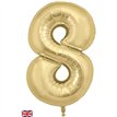 34in NUMBER 8 GOLD SILK JUMBO FOIL BALLOON
