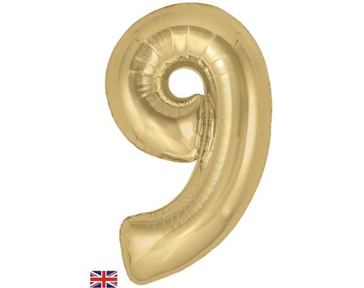 34in NUMBER 9 GOLD SILK JUMBO FOIL BALLOON
