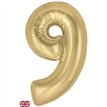 34in NUMBER 9 GOLD SILK JUMBO FOIL BALLOON