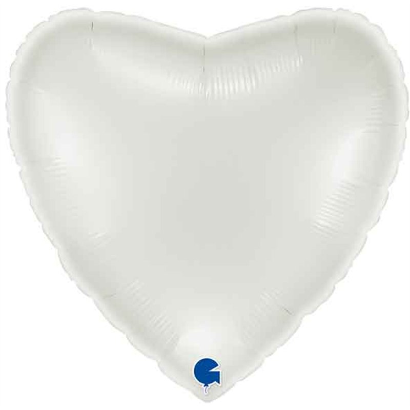 22in METALLIC WHITE HEART FOIL BALLOON