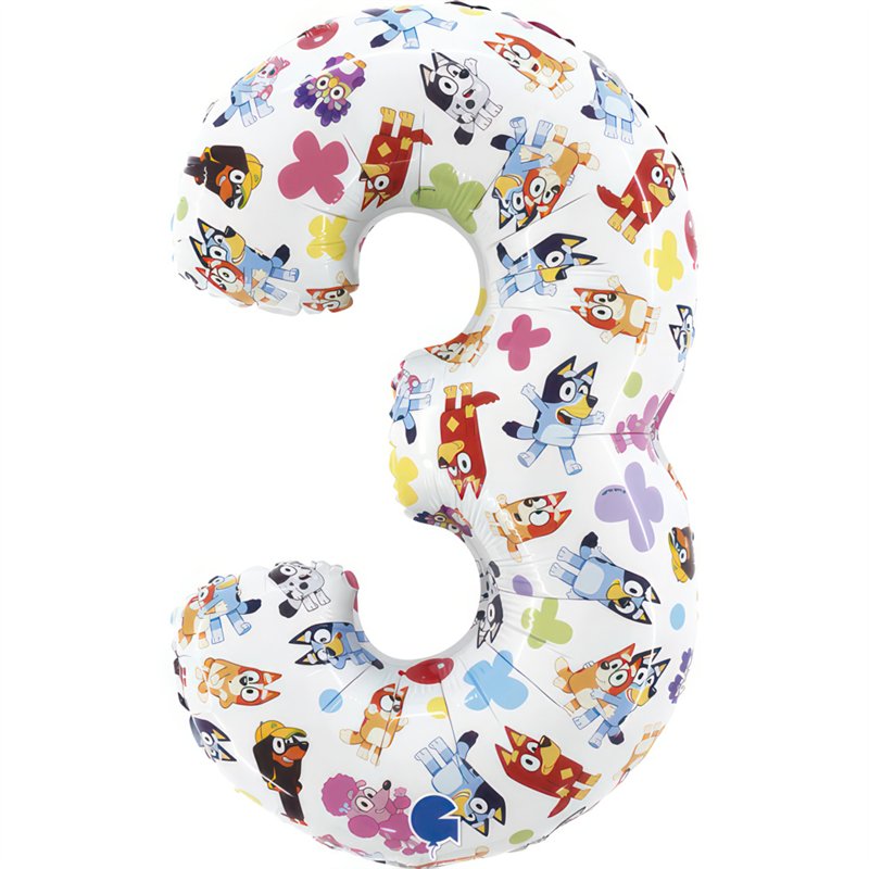 26in BLUEY NUMBER 3 FOIL BALLOON