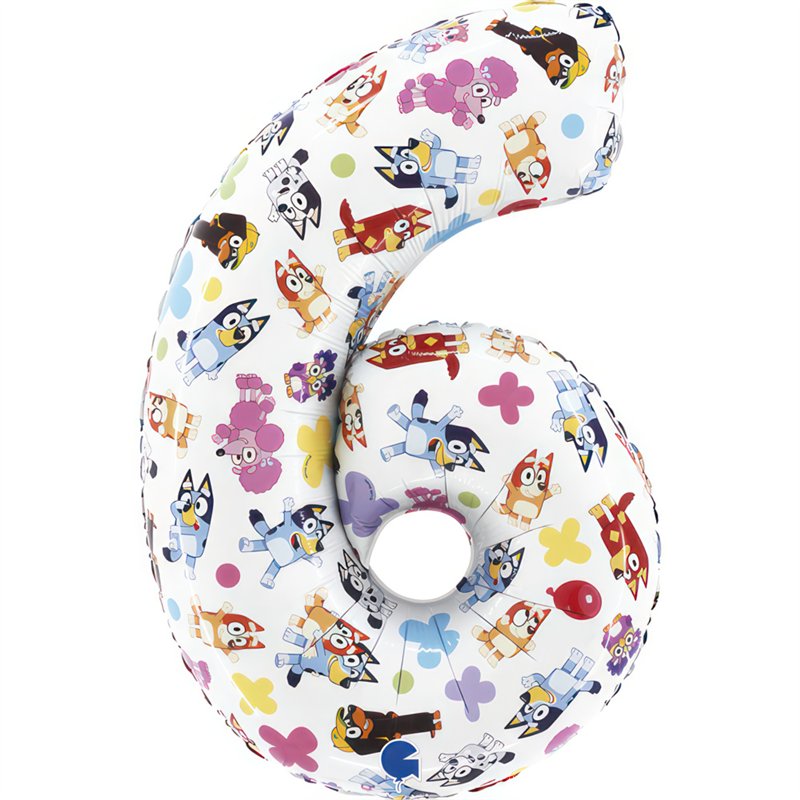 26in BLUEY NUMBER 6 FOIL BALLOON