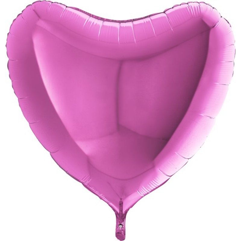 36IN FUCHSIA HEART SHAPED FOIL BALLOON