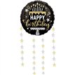 32in BLACK SILVER GOLD DANGLING BIRTHDAY STARS FOIL BALLOON