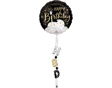 BLACK SILVER GOLD BIRTHDAY AIRWALKER TAIL