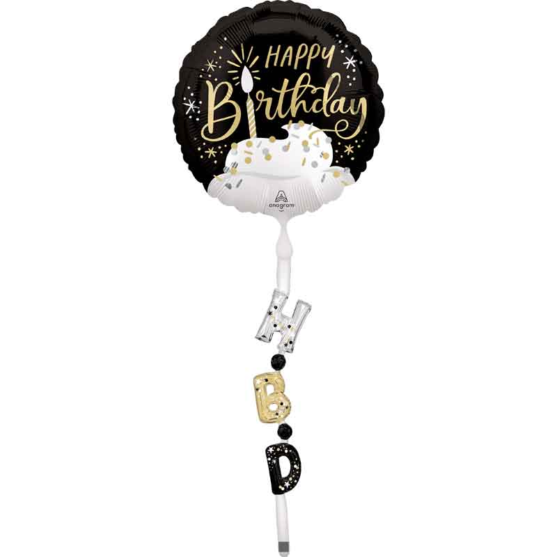 BLACK SILVER GOLD BIRTHDAY AIRWALKER TAIL