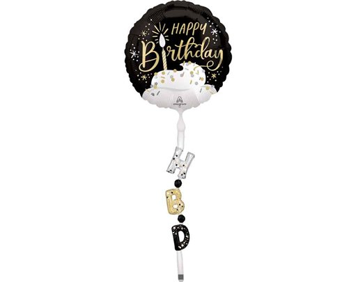 BLACK SILVER GOLD BIRTHDAY AIRWALKER TAIL