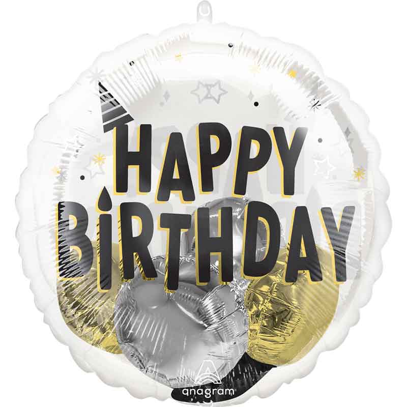 INSIDER BLACK SILVER GOLD BIRTHDAY PARTY FOIL BALLOON
