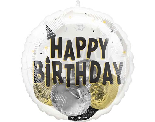 INSIDER BLACK SILVER GOLD BIRTHDAY PARTY FOIL BALLOON