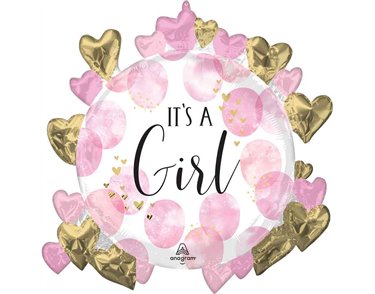 BABY GIRL PINK WATERCOLOR SHAPED FOIL BALLOON