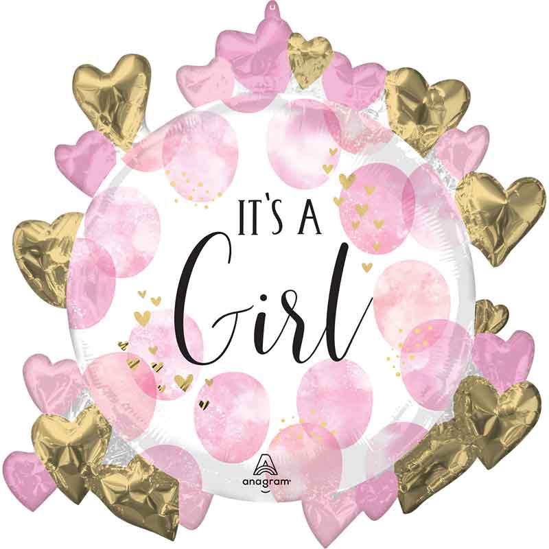 BABY GIRL PINK WATERCOLOR SHAPED FOIL BALLOON