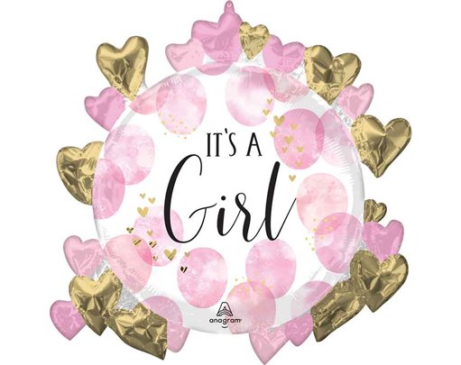 BABY GIRL PINK WATERCOLOR SHAPED FOIL BALLOON