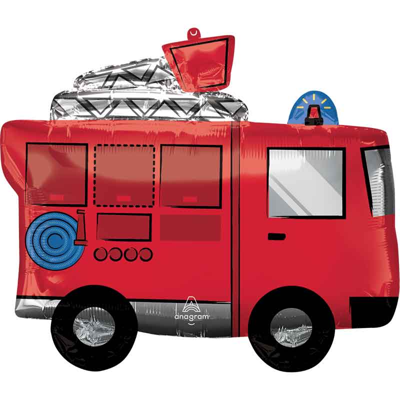 FIRE TRUCK SHAPED LARGE FOIL BALLOON