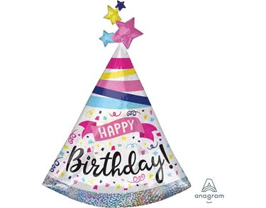 HOLO BIRTHDAY SPARKLE BANNER SHAPED FOIL BALLOON