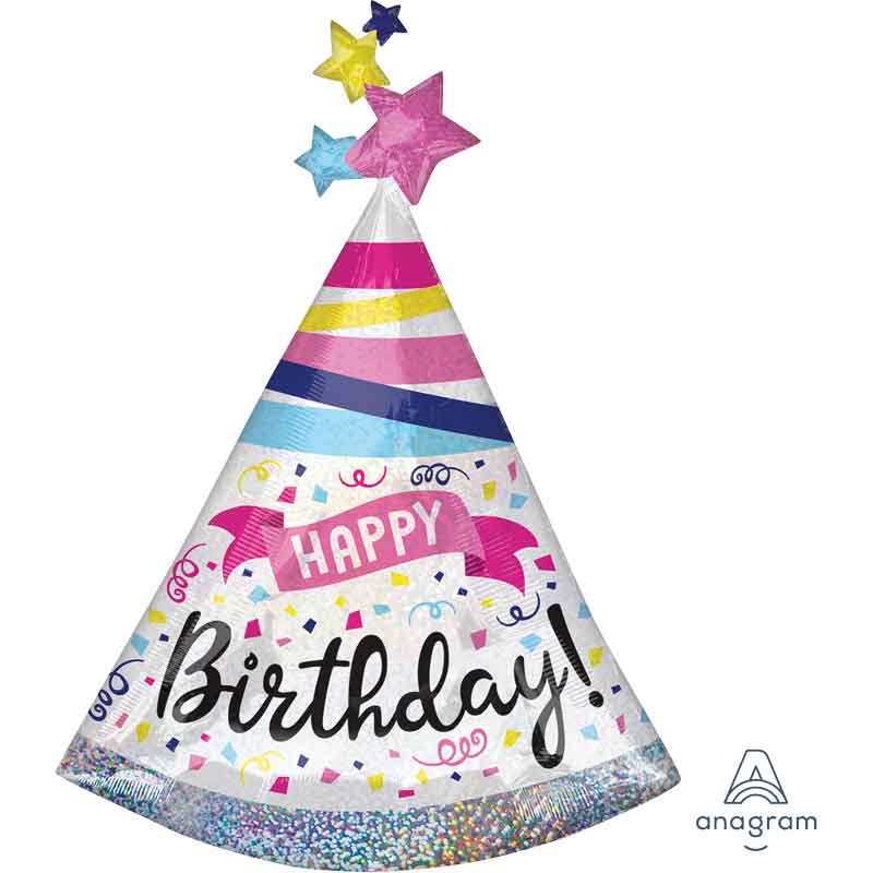 HOLO BIRTHDAY SPARKLE BANNER SHAPED FOIL BALLOON