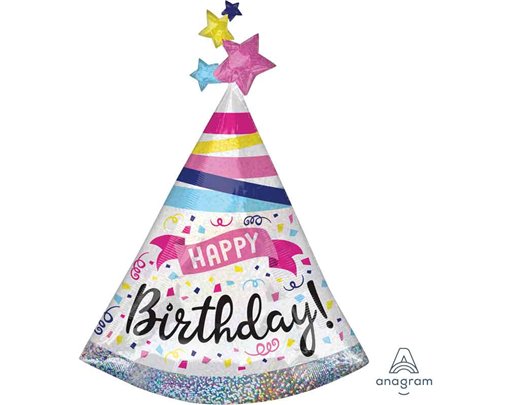 HOLO BIRTHDAY SPARKLE BANNER SHAPED FOIL BALLOON