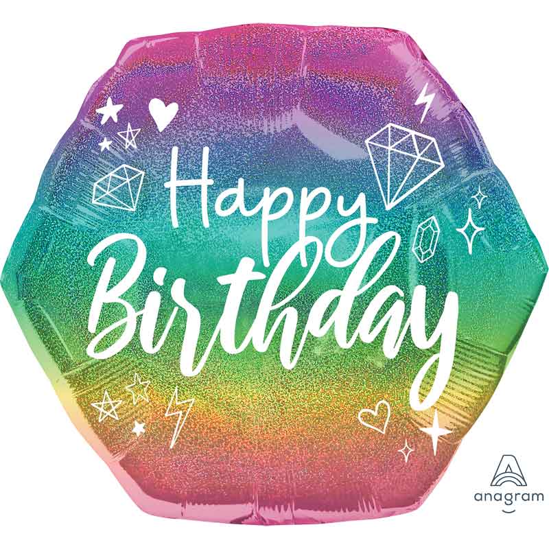 HOLO SPARKLE BIRTHDAY SHAPED FOIL BALLOON