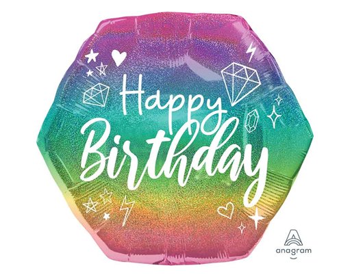HOLO SPARKLE BIRTHDAY SHAPED FOIL BALLOON