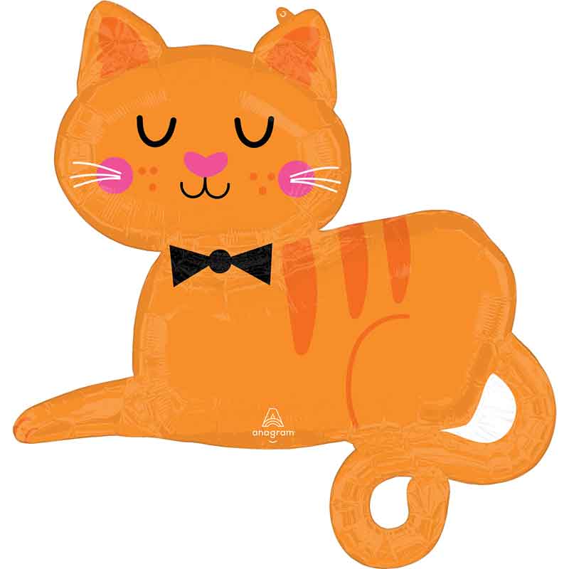 ORANGE TABBY CAT SHAPED FOIL BALLOON
