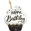 BLACK SILVER GOLD BIRTHDAY WISHES SHAPED FOIL BALLOON