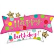 HAPPY BIRTHDAY PINK CONFETTI LARGE SHAPED FOIL BALLOON