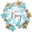 BABY BOY BLUE WATERCOLOR LARGE SHAPED FOIL BALLOON