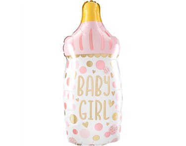 BABY GIRL BOTTLE LARGE SHAPED FOIL BALLOON