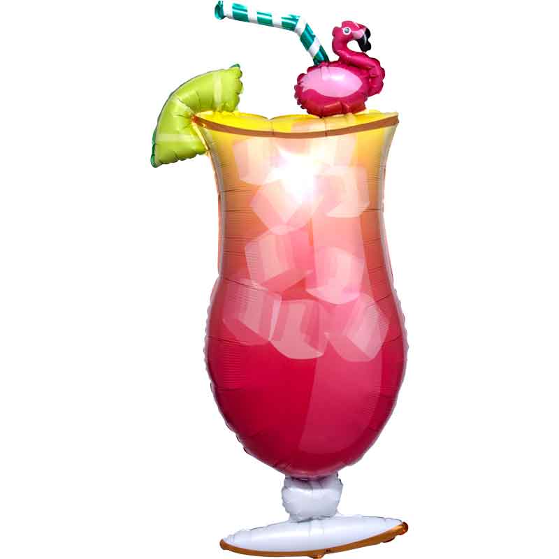 FLAMINGLE TROPICAL DRINK LARGE SHAPED FOIL BALLOON
