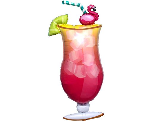 FLAMINGLE TROPICAL DRINK LARGE SHAPED FOIL BALLOON