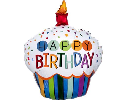 RAINBOW CUPCAKE LARGE SHAPED FOIL BALLOON