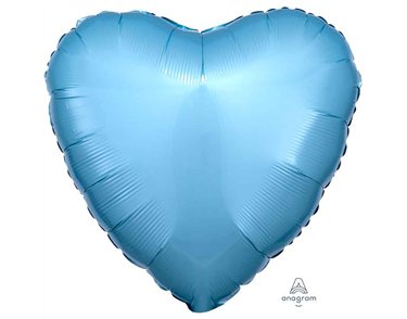 18in METALLIC PEARL PASTEL BLUE HEART SHAPED FOIL BALLOON