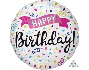 18in BIRTHDAY SPARKLE BANNER HOLOGRAPHIC FOIL BALLOON