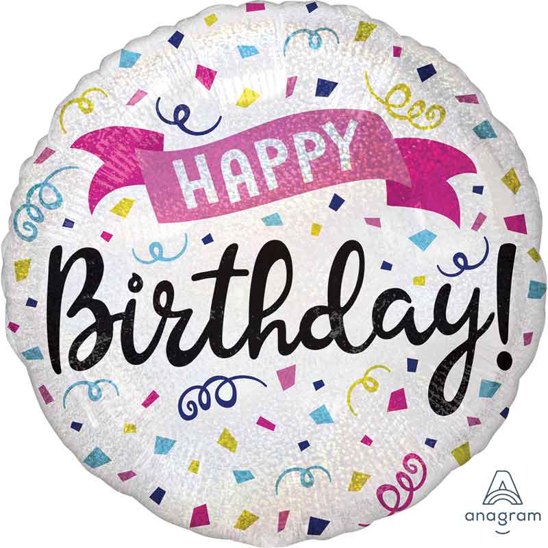 18in BIRTHDAY SPARKLE BANNER HOLOGRAPHIC FOIL BALLOON