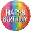 18in HAPPY BIRTHDAY SILVER OMBRE HOLOGRAPHIC FOIL BALLOON