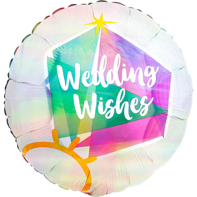18in IRIDESCENT WEDDING RING HOLOGRAPHIC FOIL BALLOON